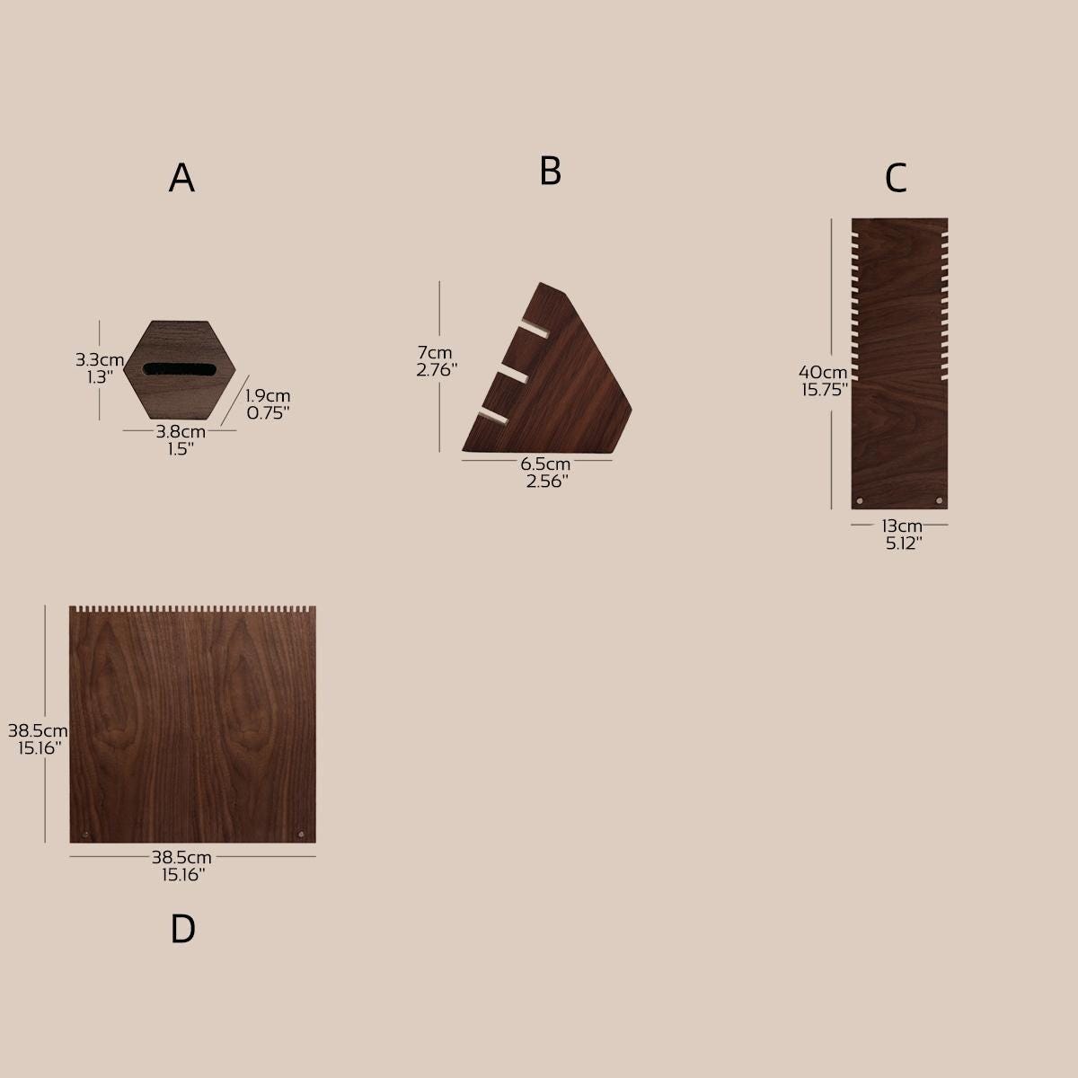 Walnut Veneer Jewelry Display Set