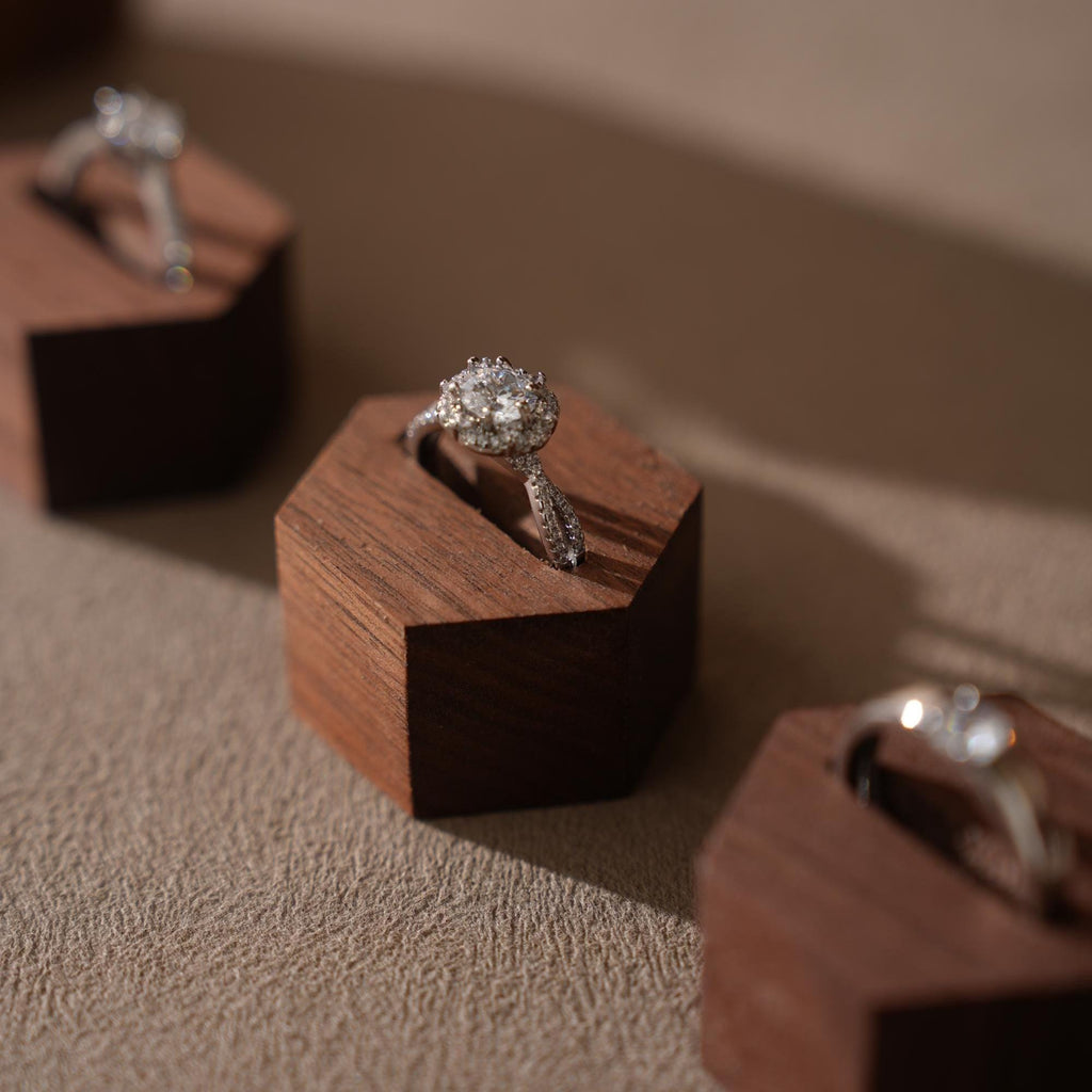 Walnut Veneer Jewelry Display Set