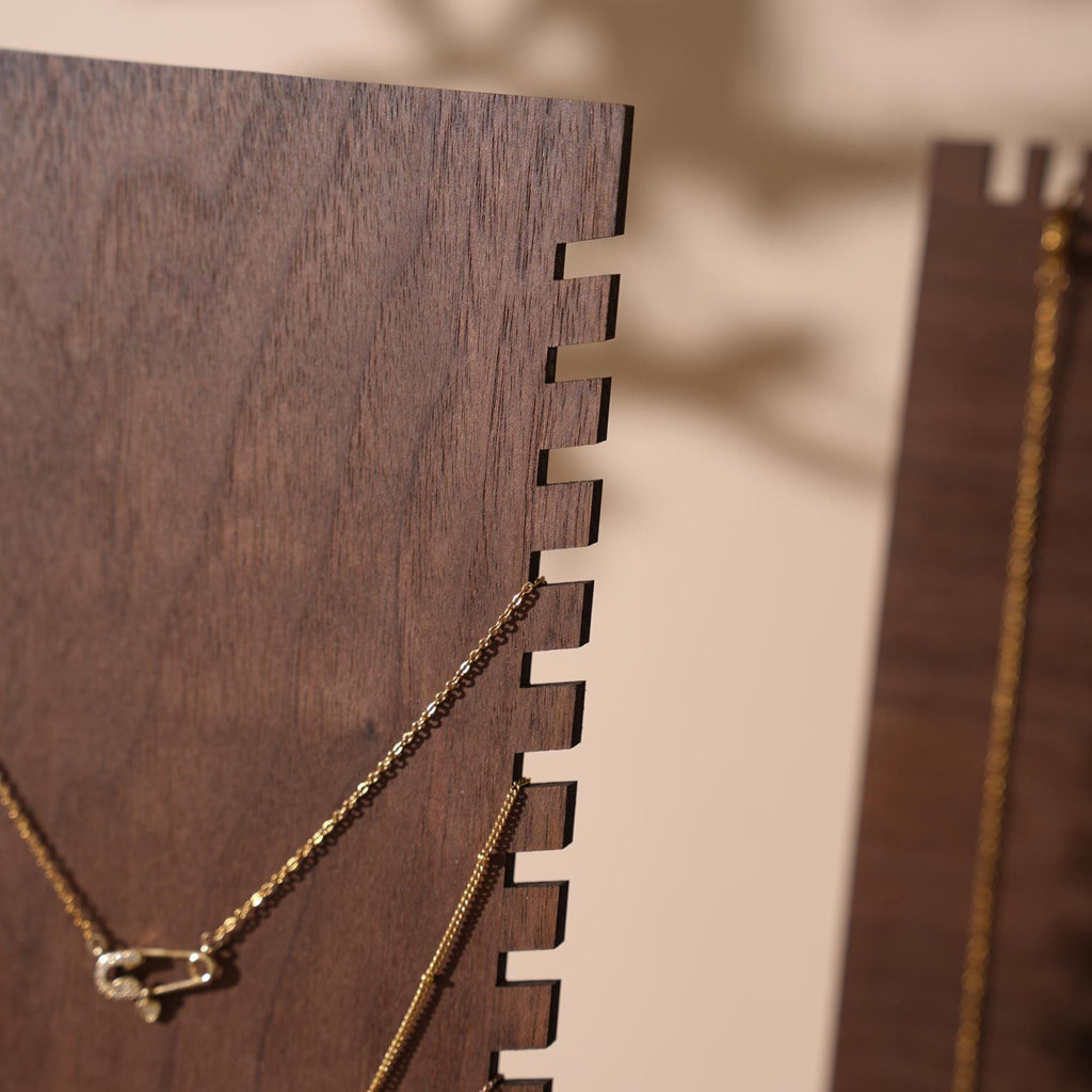 Walnut Veneer Jewelry Display Set