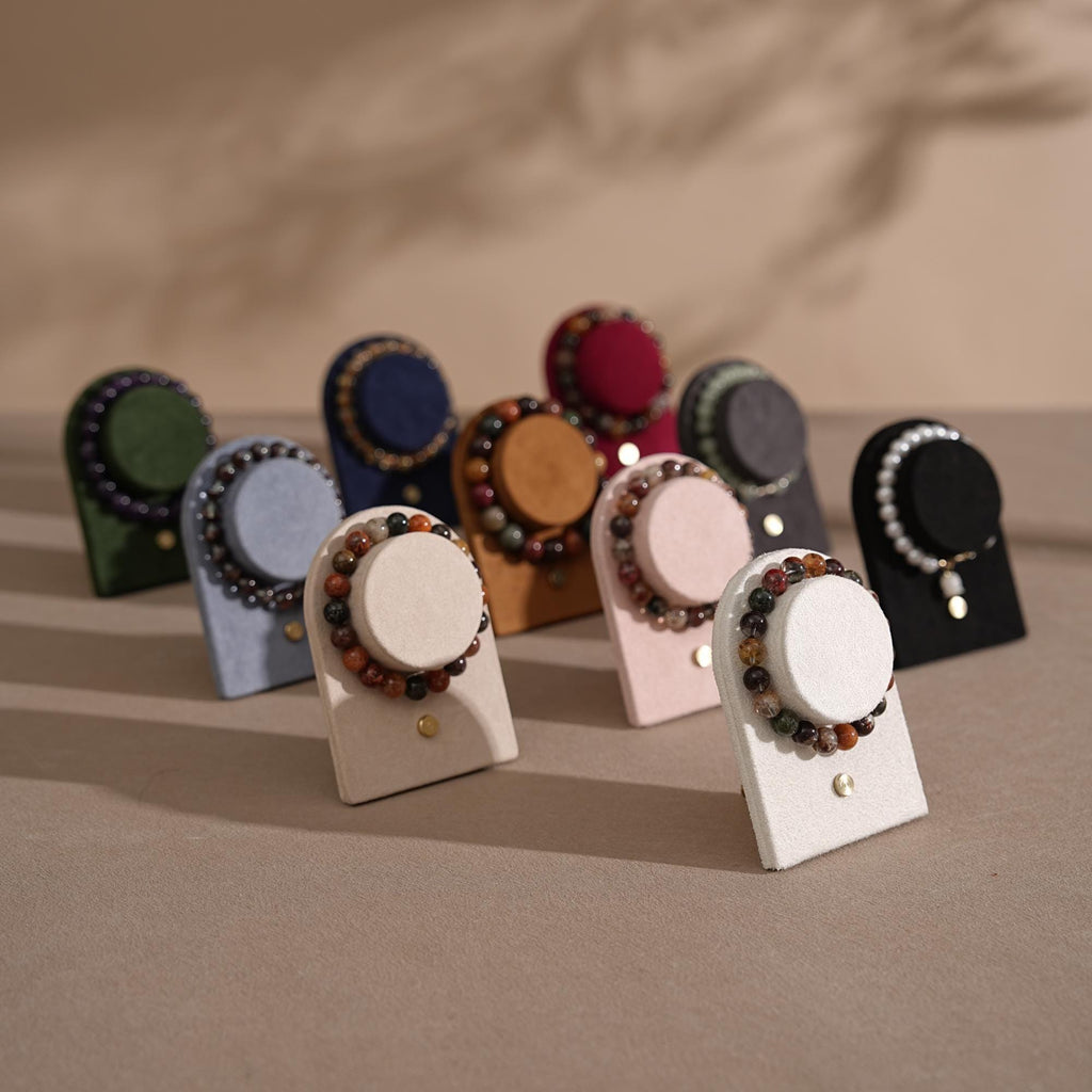 Suede Bracelet Holder Display: Brass Stand Jewelry Organizer