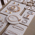 Off White Felt Jewelry Display Set: Ring, Necklace, Bracelet Showcase