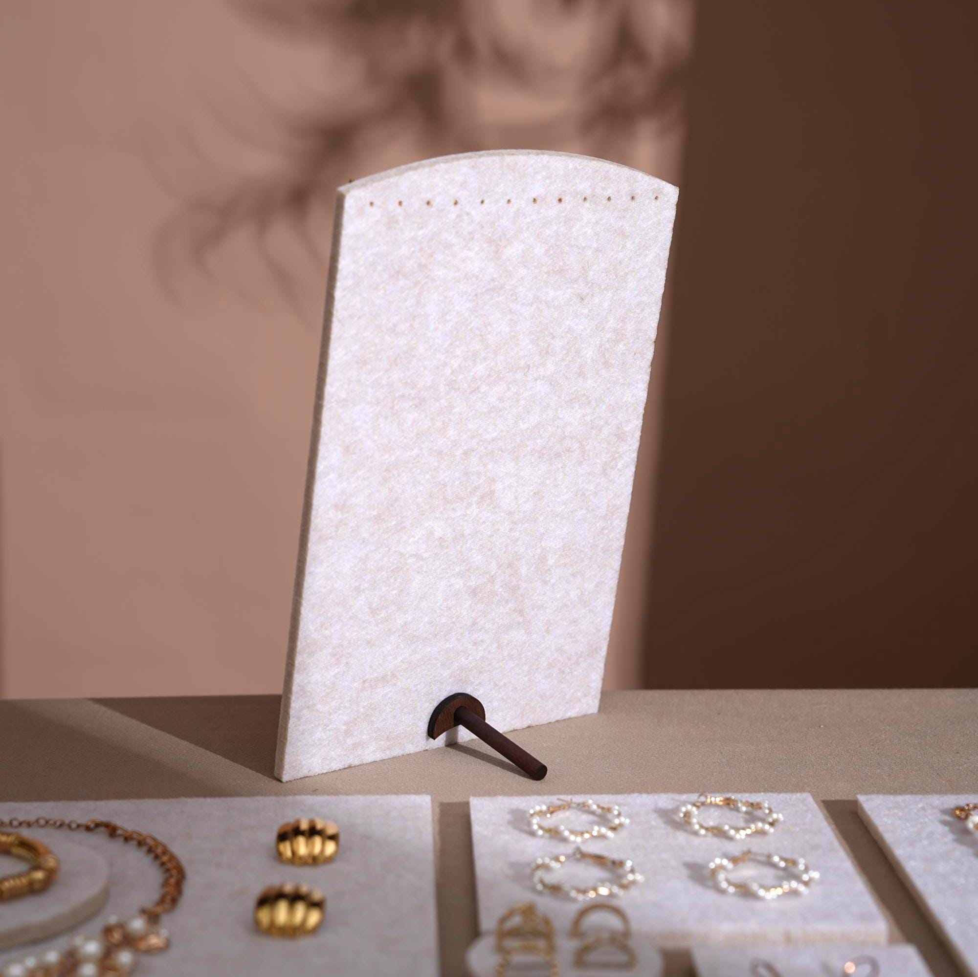 Off White Felt Jewelry Display Set: Ring, Necklace, Bracelet Showcase