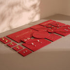 Red Felt Jewelry Display Set: Ring, Necklace, Earring Showcase