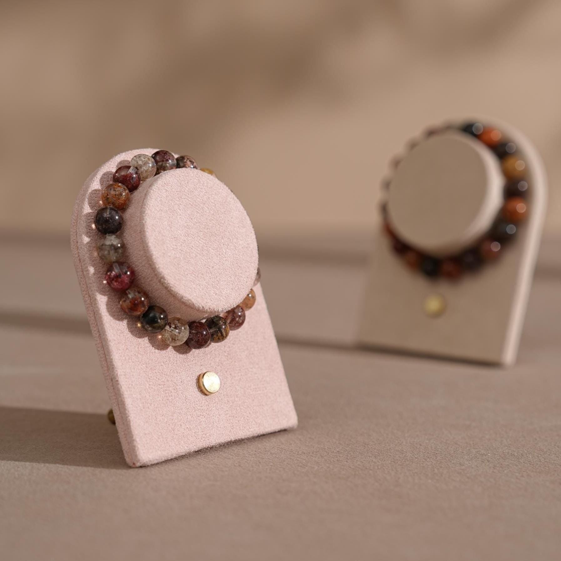 Suede Bracelet Holder Display: Brass Stand Jewelry Organizer