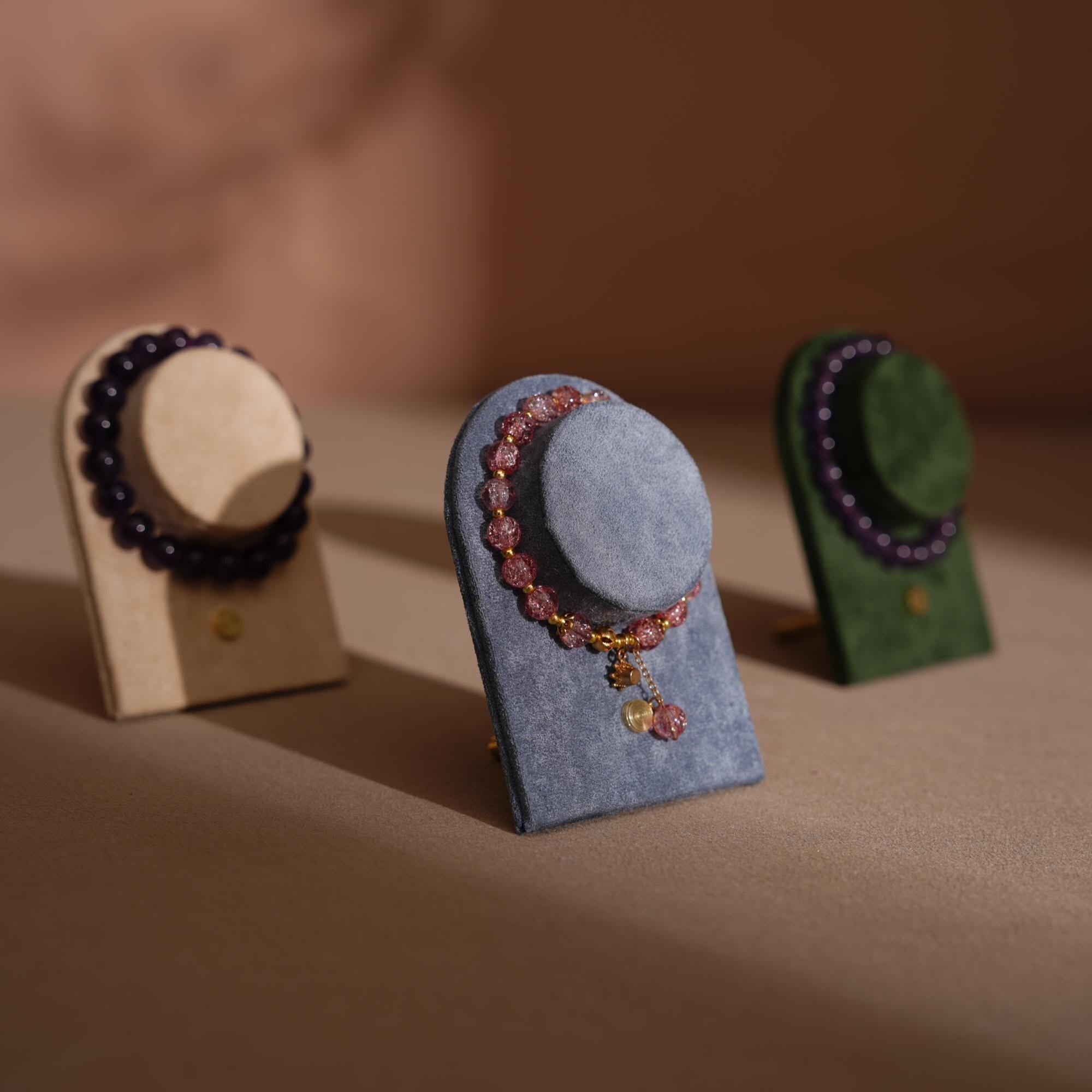 Suede Bracelet Holder Display: Brass Stand Jewelry Organizer