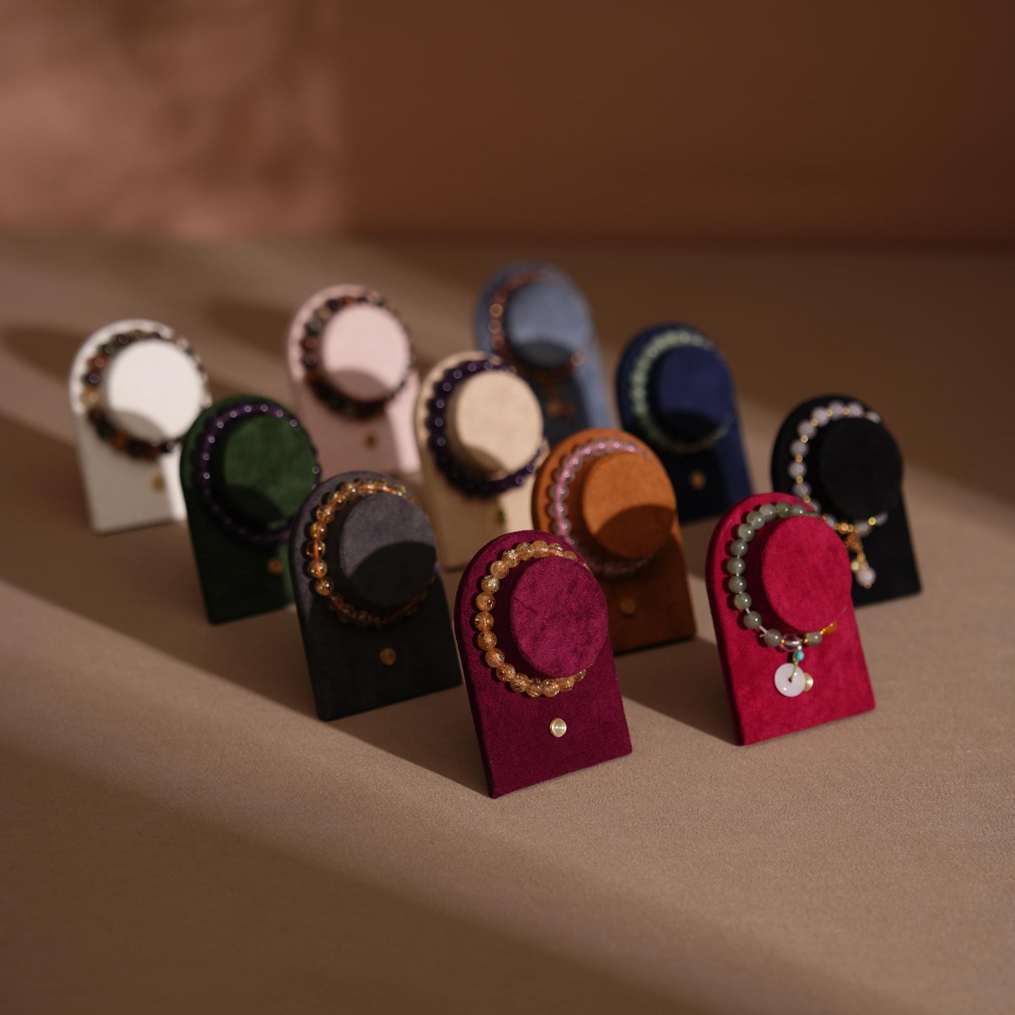 Suede Bracelet Holder Display: Brass Stand Jewelry Organizer