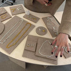 Beige Felt Jewelry Display Set: Ring, Necklace, Bracelet and Earring Showcase Prop