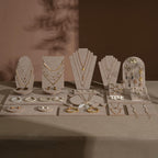 Beige Felt Jewelry Display Set: Ring, Necklace, Bracelet and Earring Showcase Prop