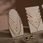 Beige Felt Jewelry Display Set: Ring, Necklace, Bracelet and Earring Showcase Prop
