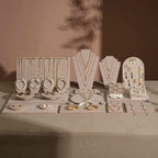 Beige Felt Jewelry Display Set: Ring, Necklace, Bracelet and Earring Showcase Prop