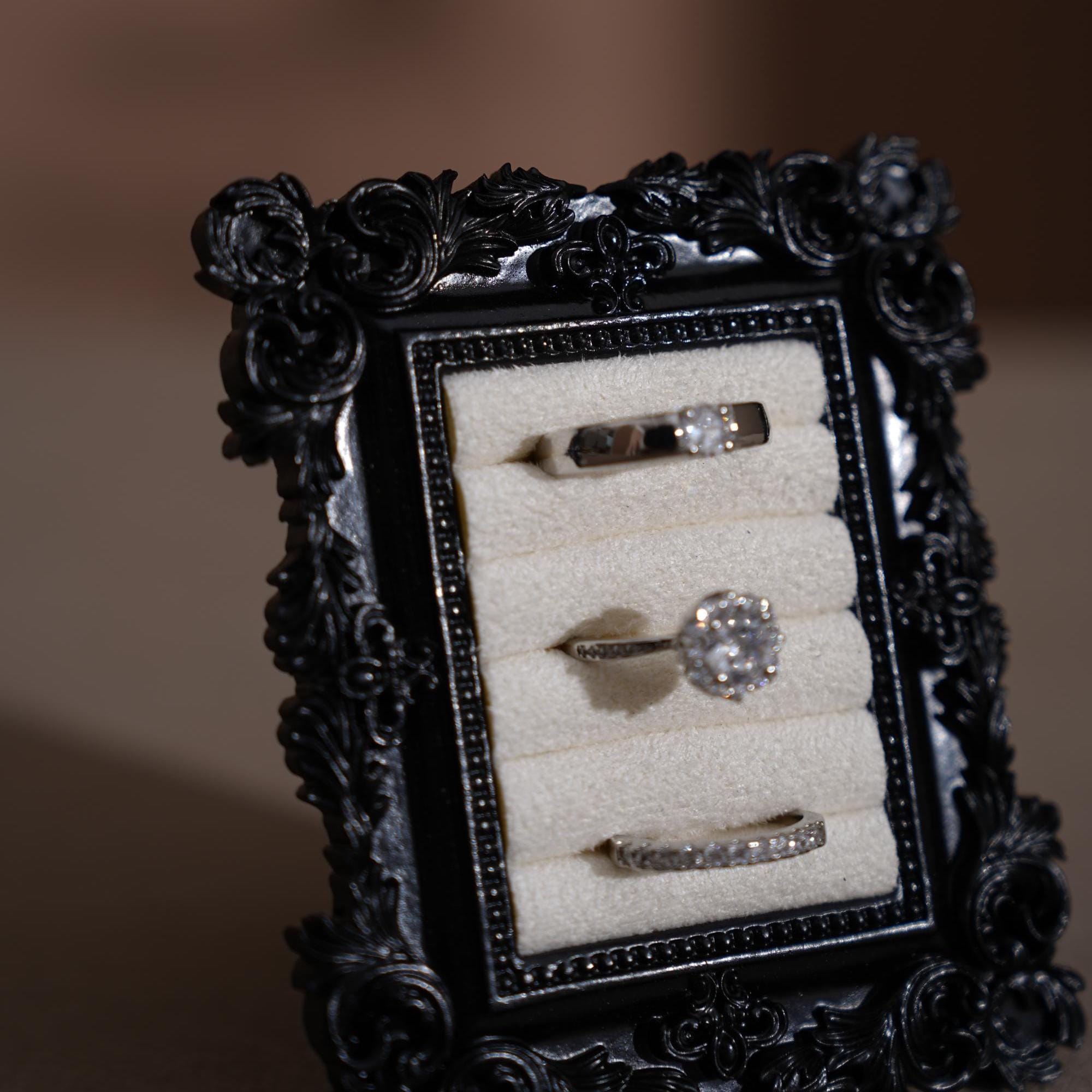 Black Rococo Ring & Earring Display Stand