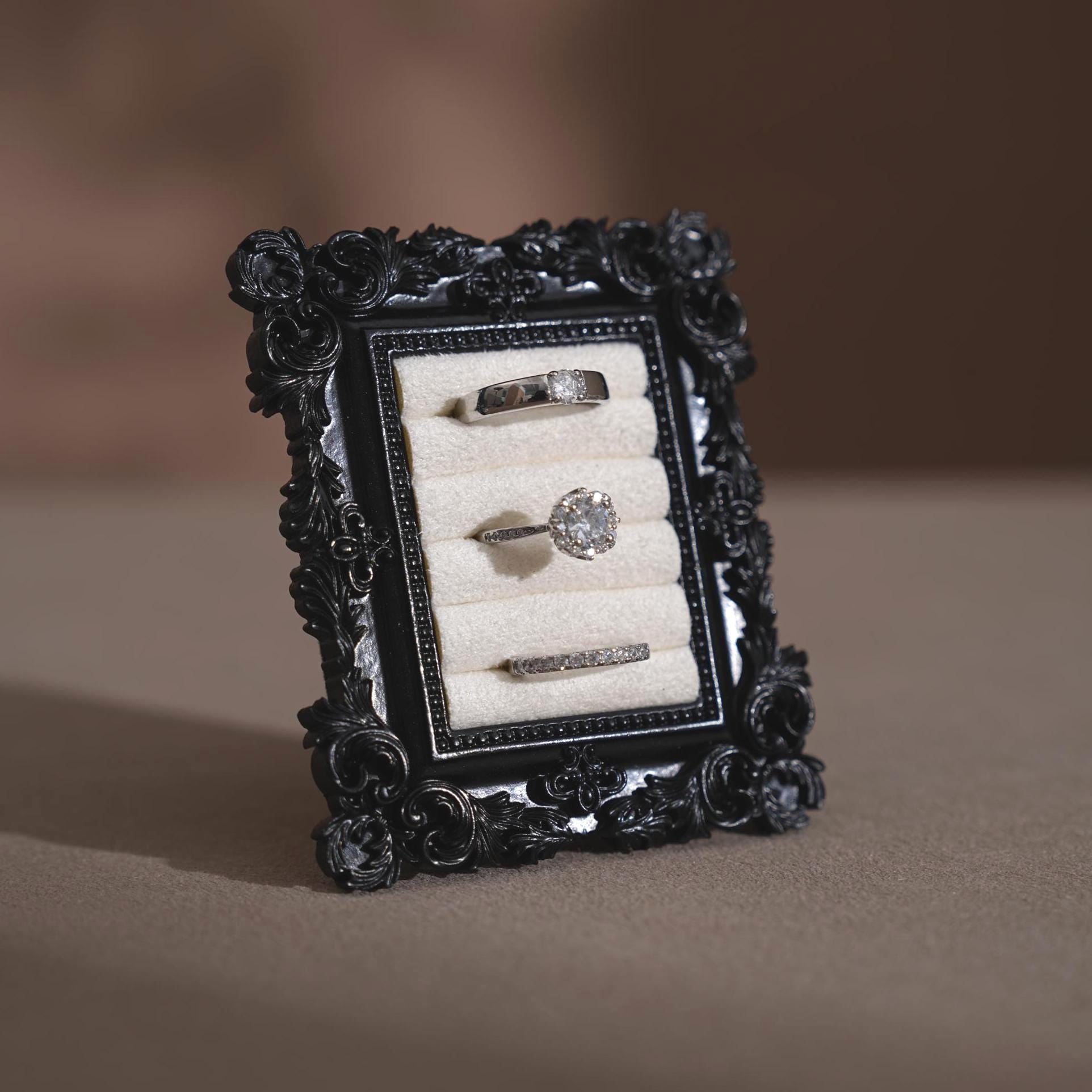 Black Rococo Ring & Earring Display Stand