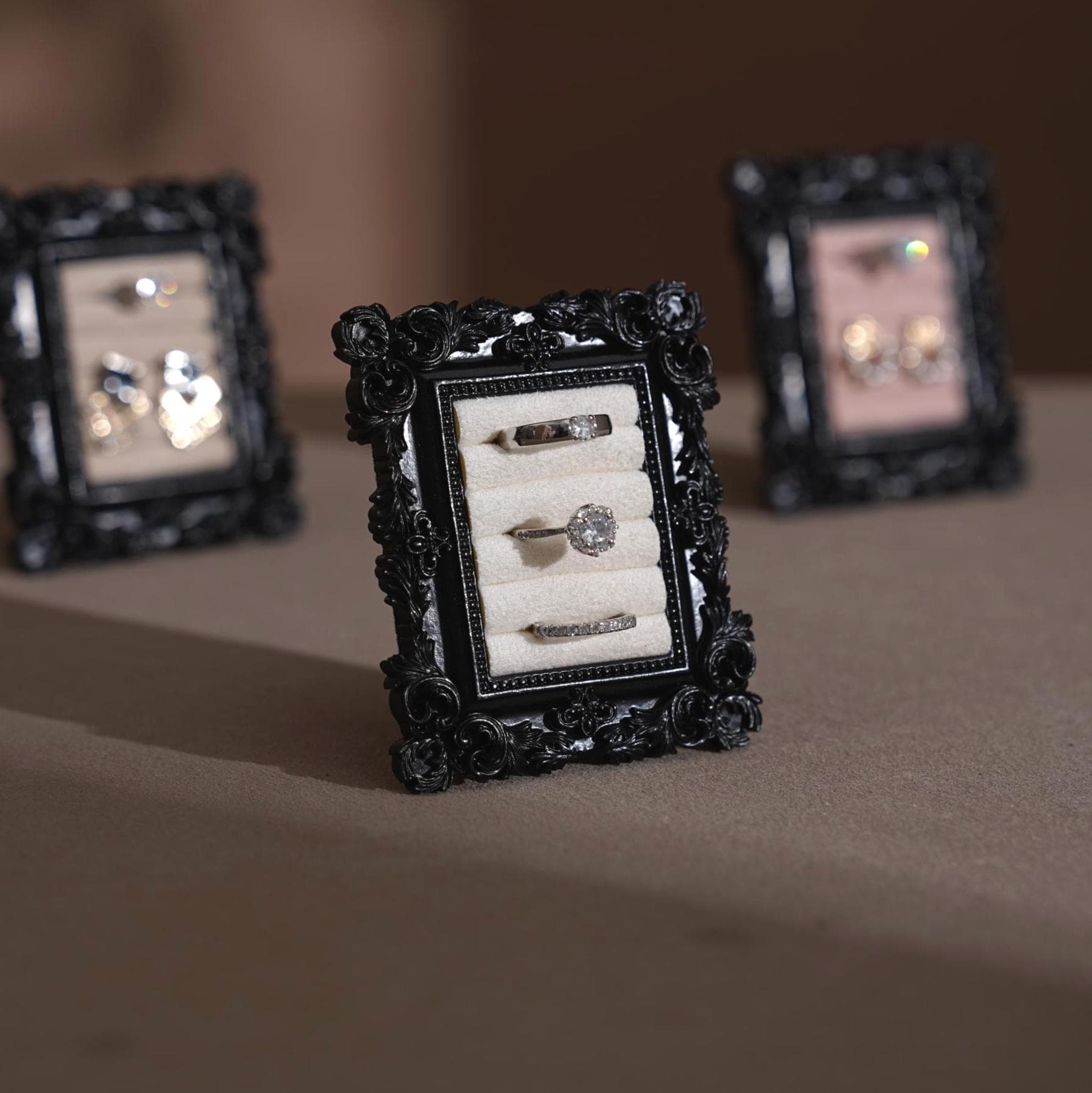 Black Rococo Ring & Earring Display Stand