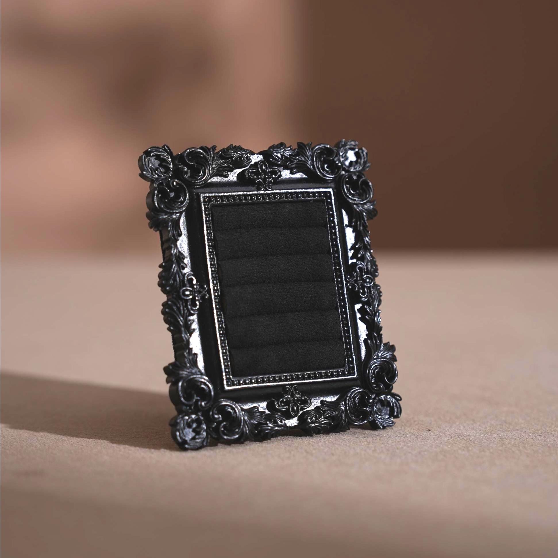 Black Rococo Ring & Earring Display Stand