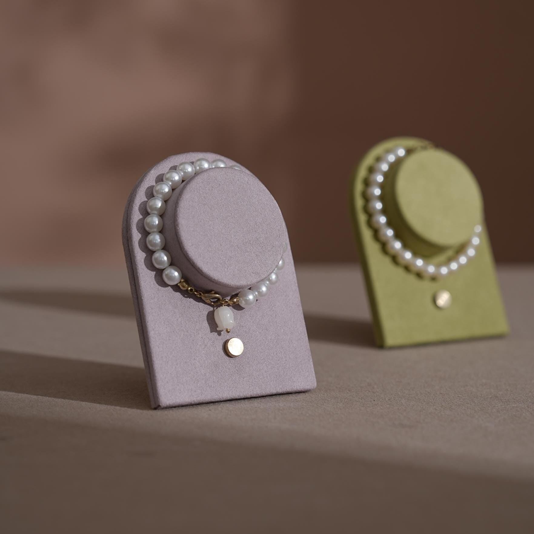 Suede Bracelet Holder Display: Brass Stand Jewelry Organizer