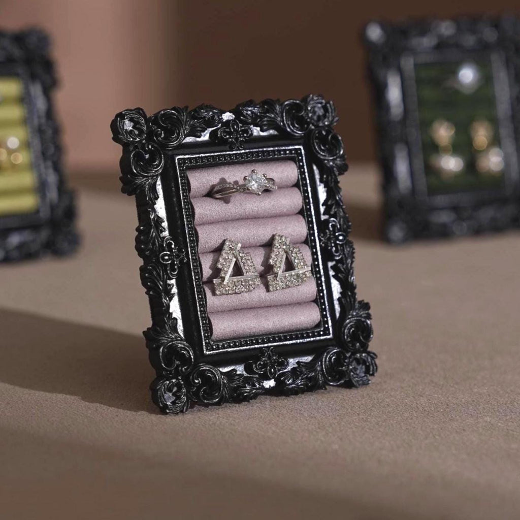 Black Rococo Ring & Earring Display Stand