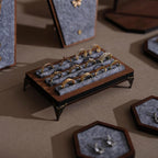 Gray Felt Jewelry Display Set – Walnut Veneer Base for Rings and Bracelets