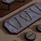 Gray Felt Jewelry Display Set – Walnut Veneer Base for Rings and Bracelets