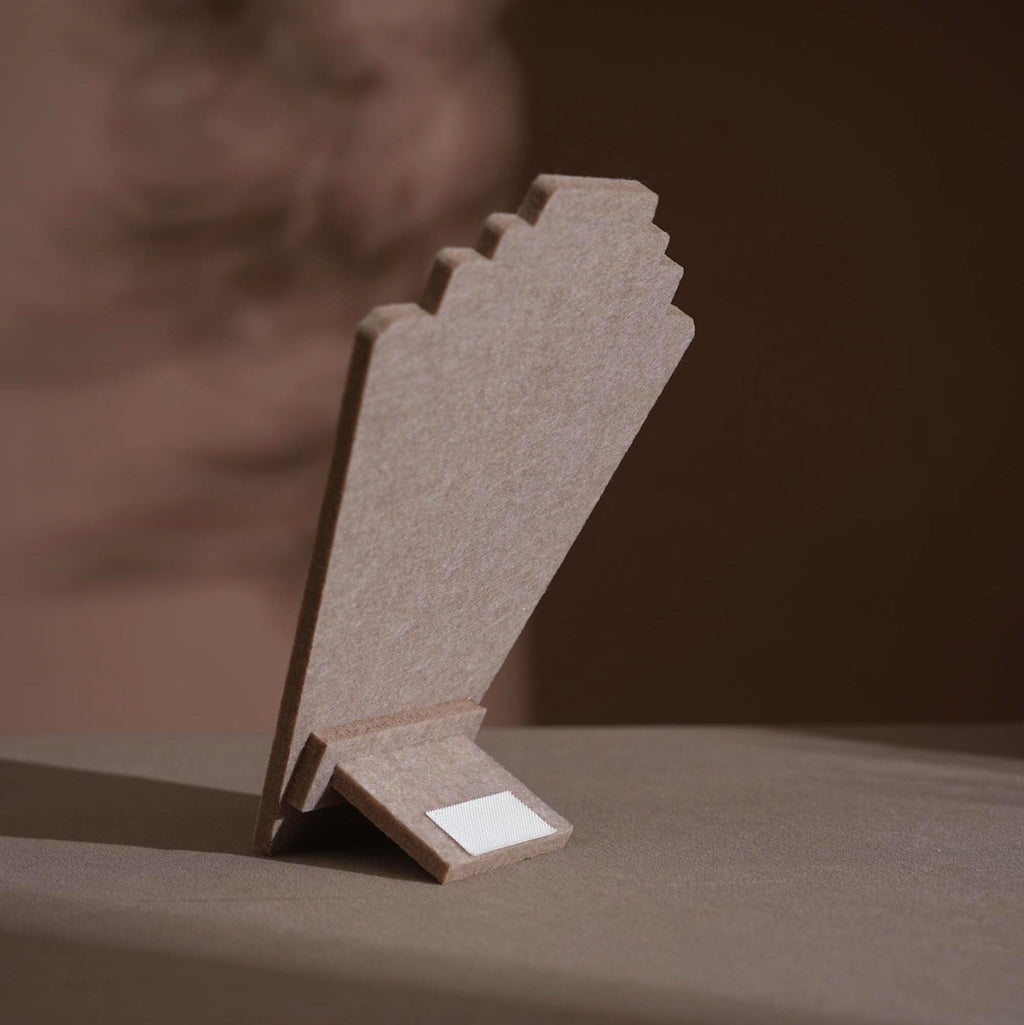 Beige Felt Jewelry Display Set: Ring, Necklace, Bracelet and Earring Showcase Prop