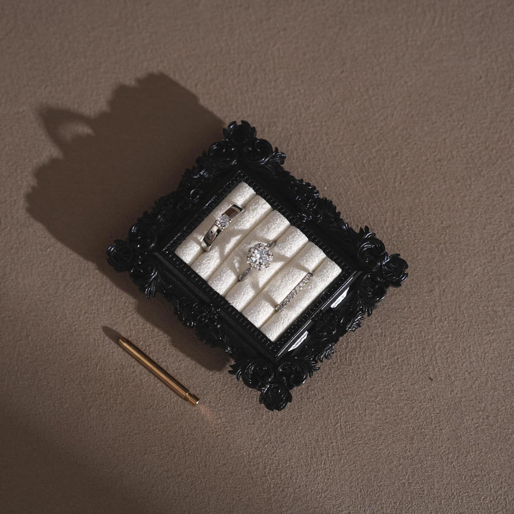 Black Rococo Ring & Earring Display Stand
