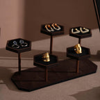 Handcrafted Walnut Veneer Jewelry Display Set | 7 Pieces | 14 Colors
