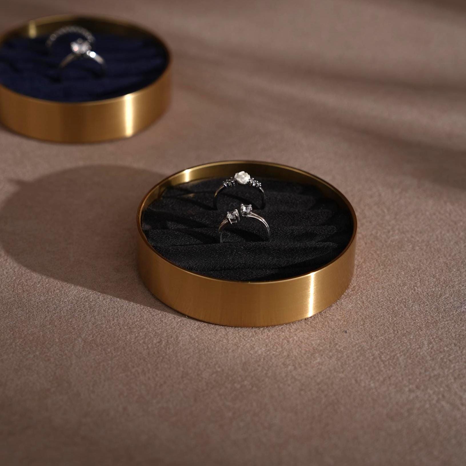 Brass Ring Box – Elegant Wedding Ring Box With Vegan Suede Insert