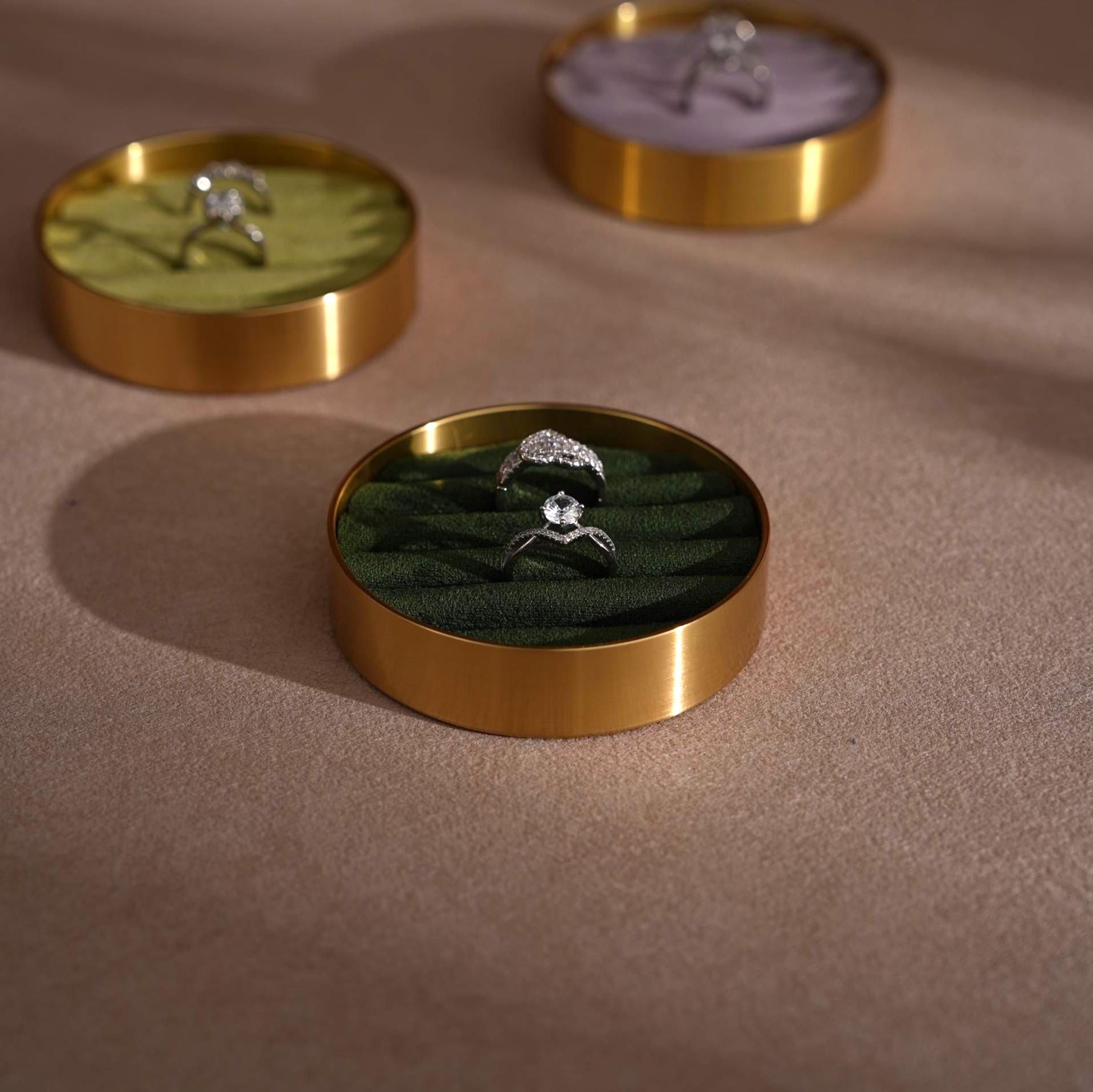 Brass Ring Box – Elegant Wedding Ring Box With Vegan Suede Insert