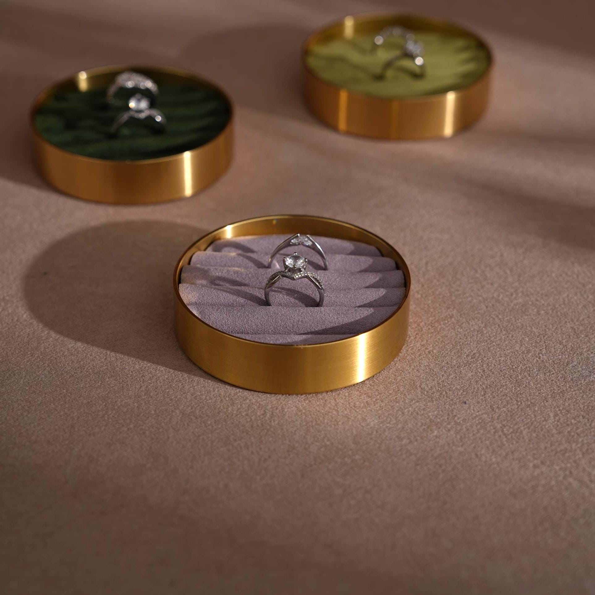 Brass Ring Box – Elegant Wedding Ring Box With Vegan Suede Insert