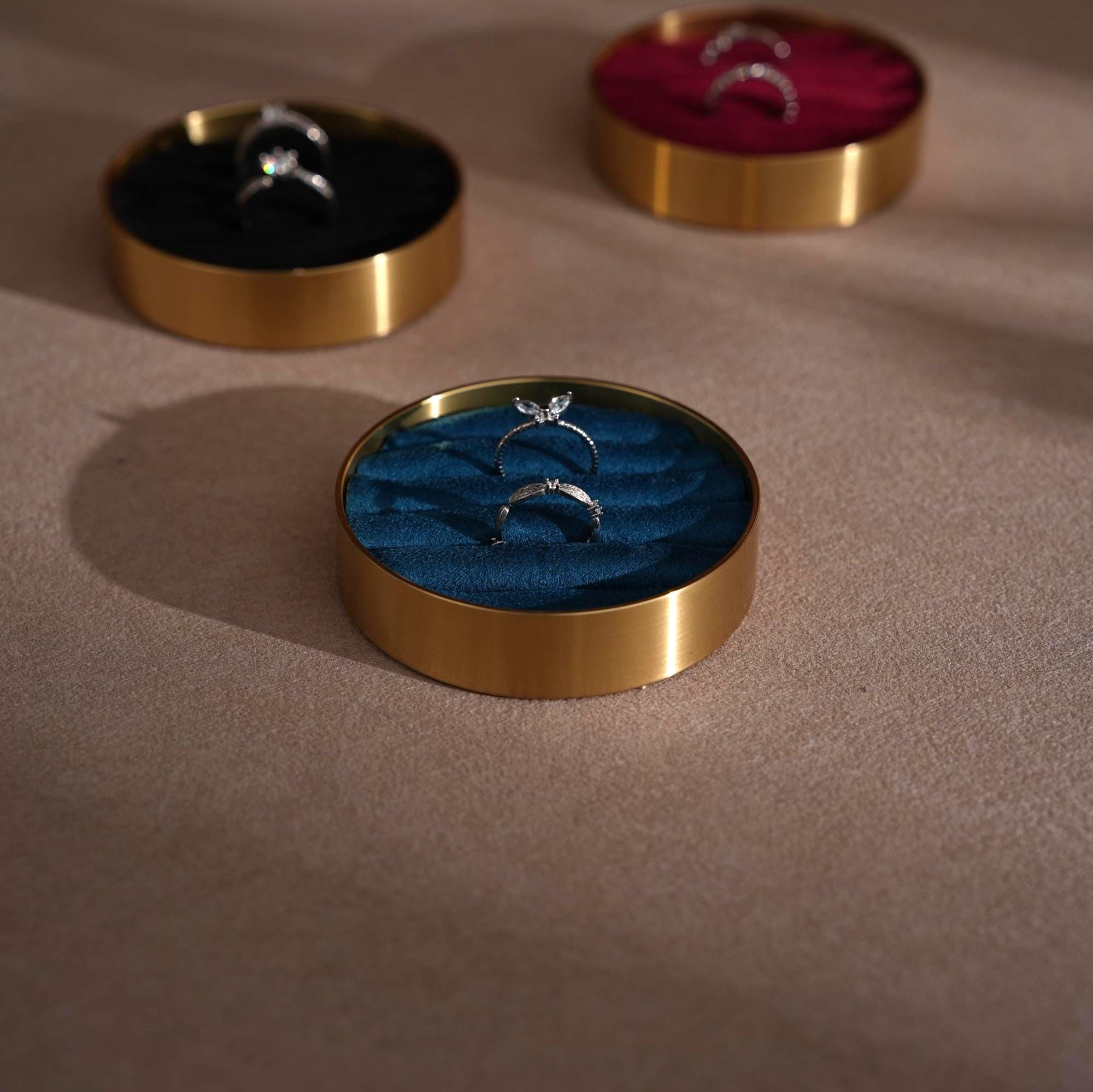 Brass Ring Box – Elegant Wedding Ring Box With Vegan Suede Insert