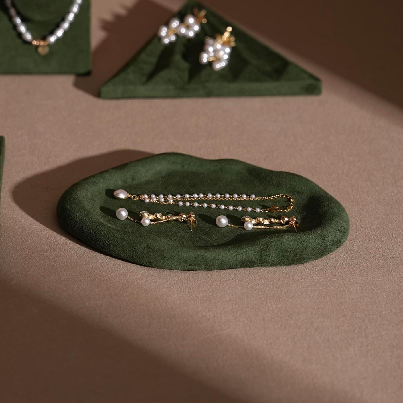 Minimalist Suede Jewelry Trays