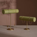 Solid Brass T-Bar Necklace & Bracelet Stand | Vegan Suede, 14 Colors