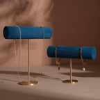 Solid Brass T-Bar Necklace & Bracelet Stand | Vegan Suede, 14 Colors