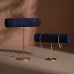 Solid Brass T-Bar Necklace & Bracelet Stand | Vegan Suede, 14 Colors