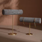 Solid Brass T-Bar Necklace & Bracelet Stand | Vegan Suede, 14 Colors