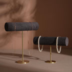 Solid Brass T-Bar Necklace & Bracelet Stand | Vegan Suede, 14 Colors
