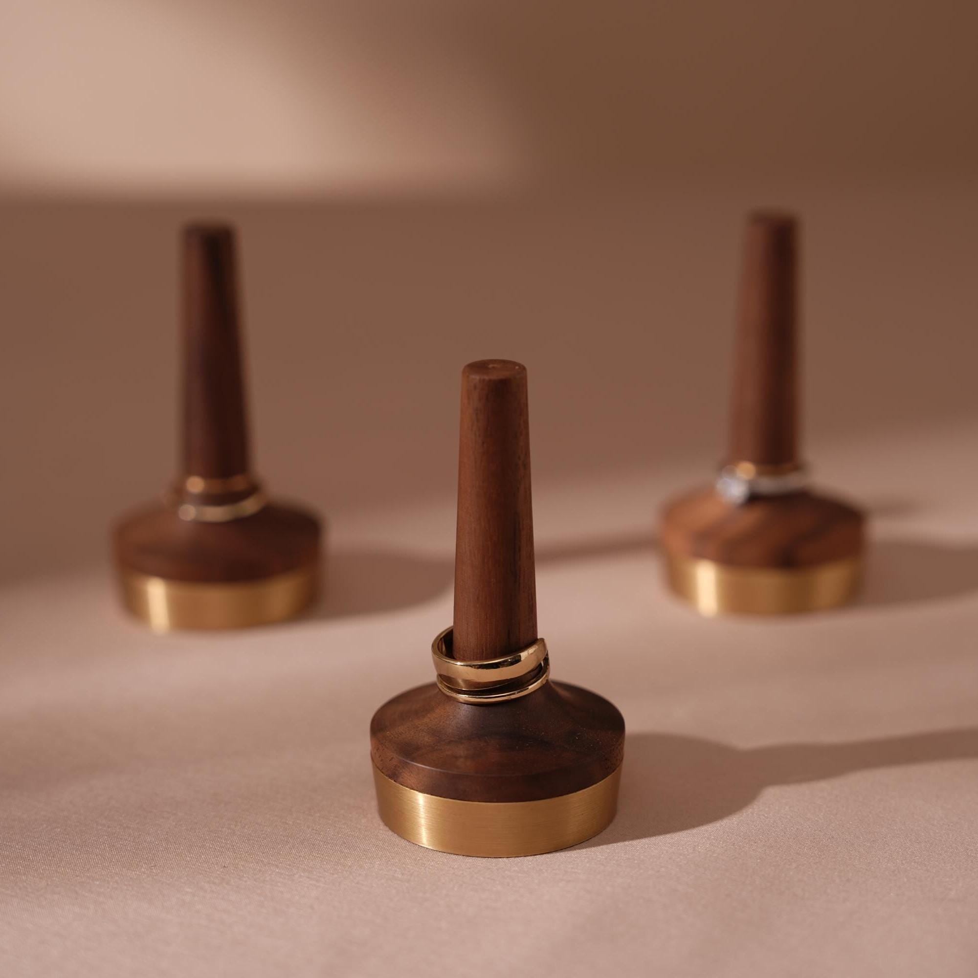 Walnut Brass Ring Holder