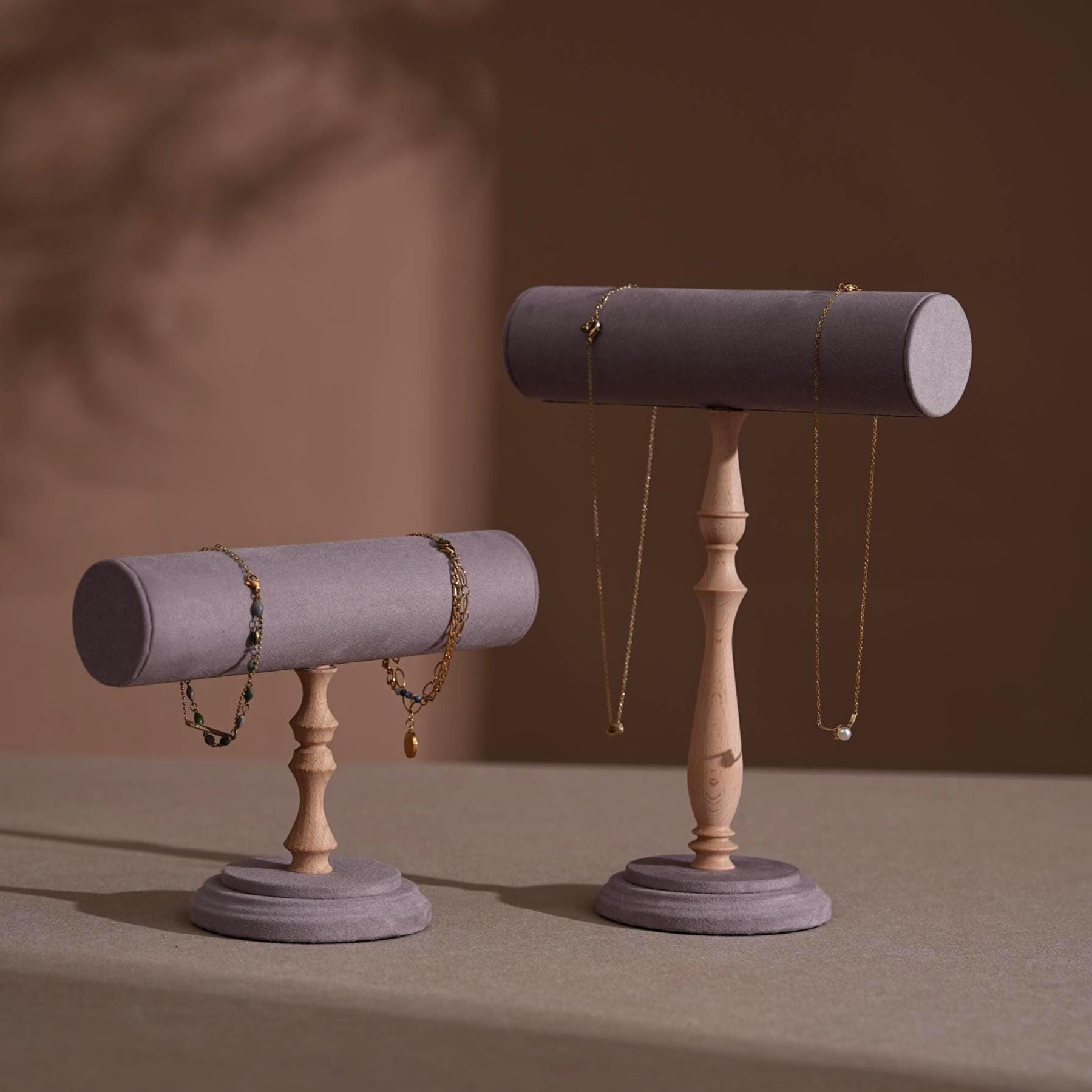 Suede T-Bar Jewelry Stand