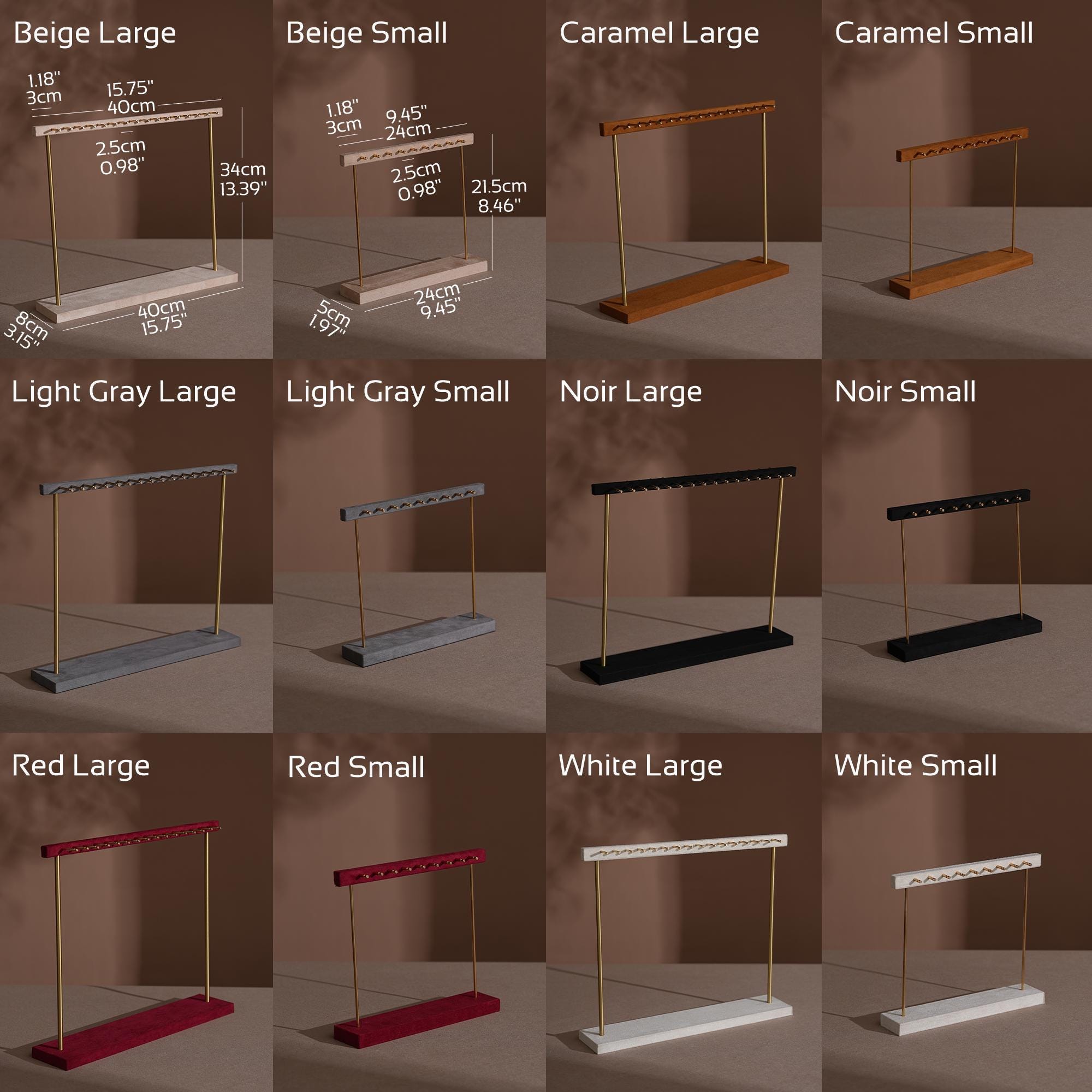 Suede Brass Necklace and Earring Stand