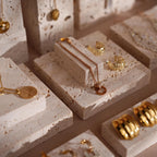 Yellow Travertine Jewelry Display Set: 22-Piece Boutique Collection