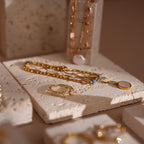 Yellow Travertine Jewelry Display Set: 22-Piece Boutique Collection