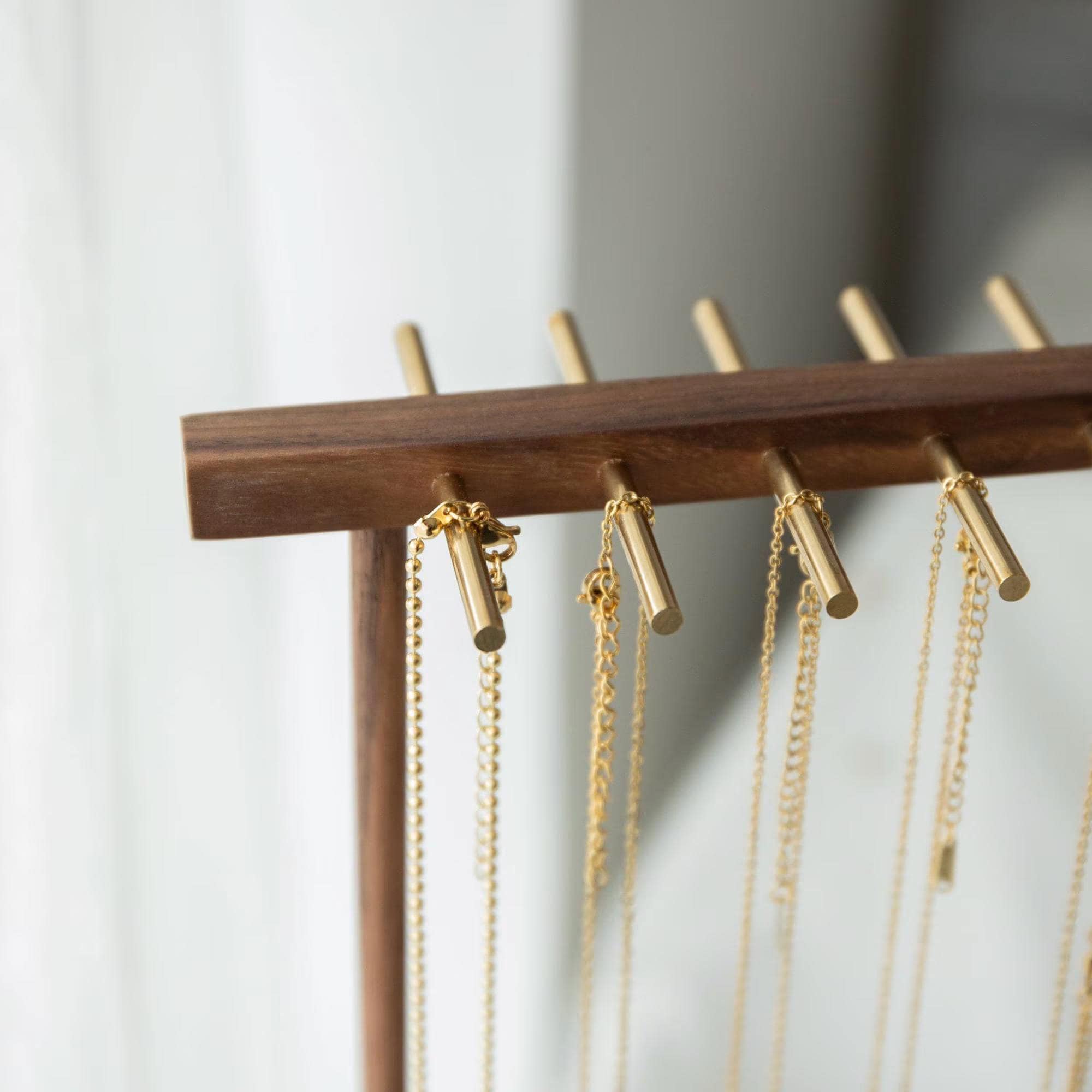 Elegant Walnut Necklace and Bracelet Stand