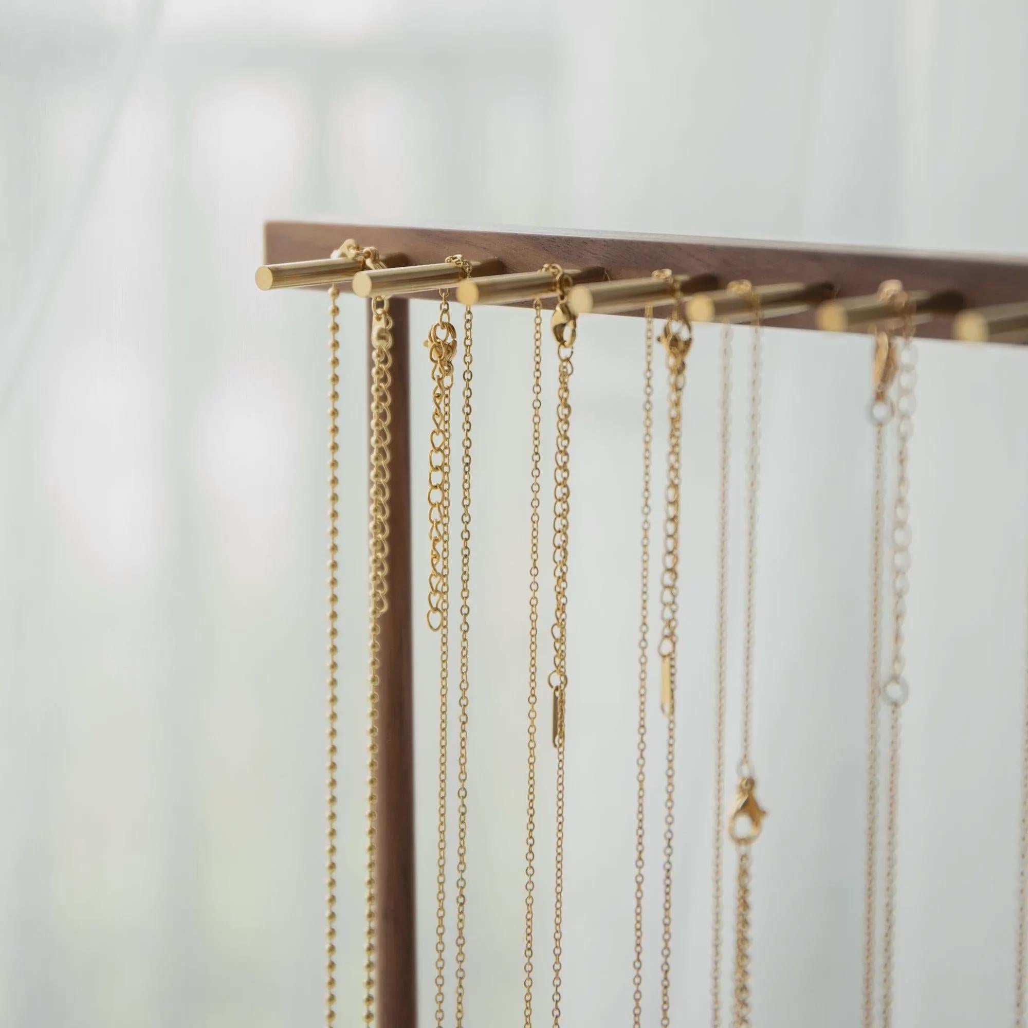 Elegant Walnut Necklace and Bracelet Stand
