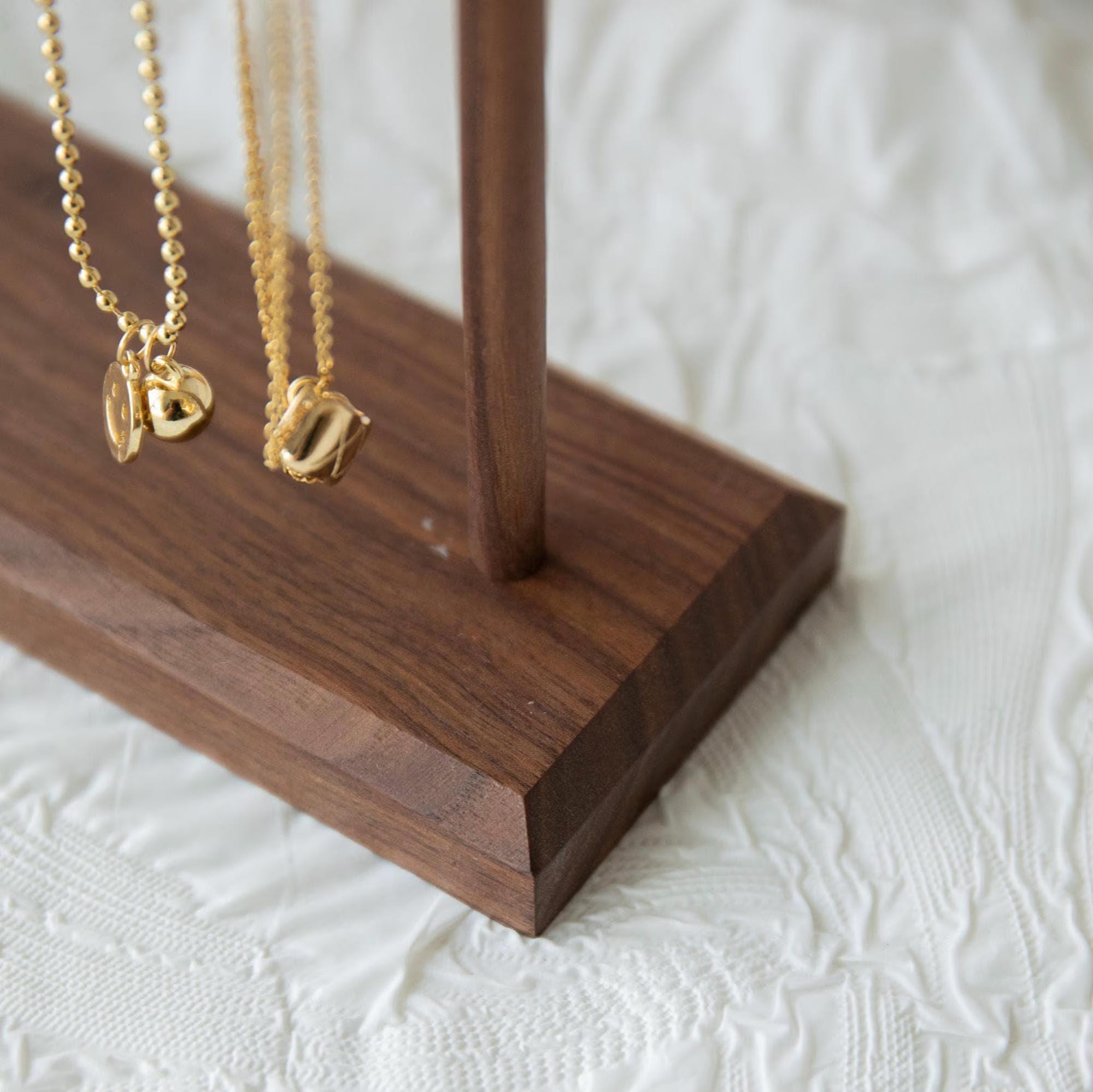 Elegant Walnut Necklace and Bracelet Stand