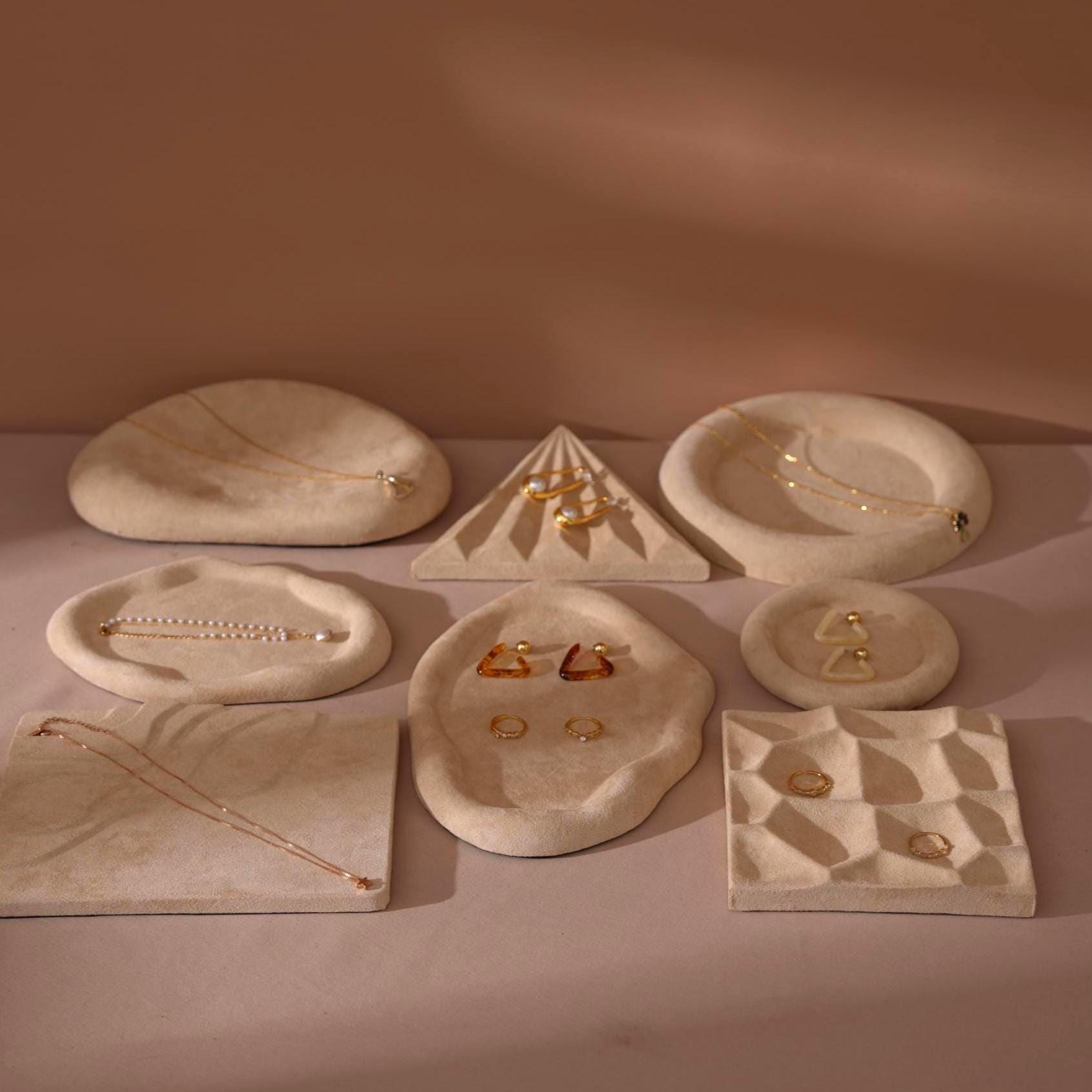 Minimalist Beige Suede Trays