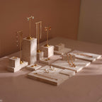 Yellow Travertine Jewelry Display Set | 17-Piece Natural Stone Collection