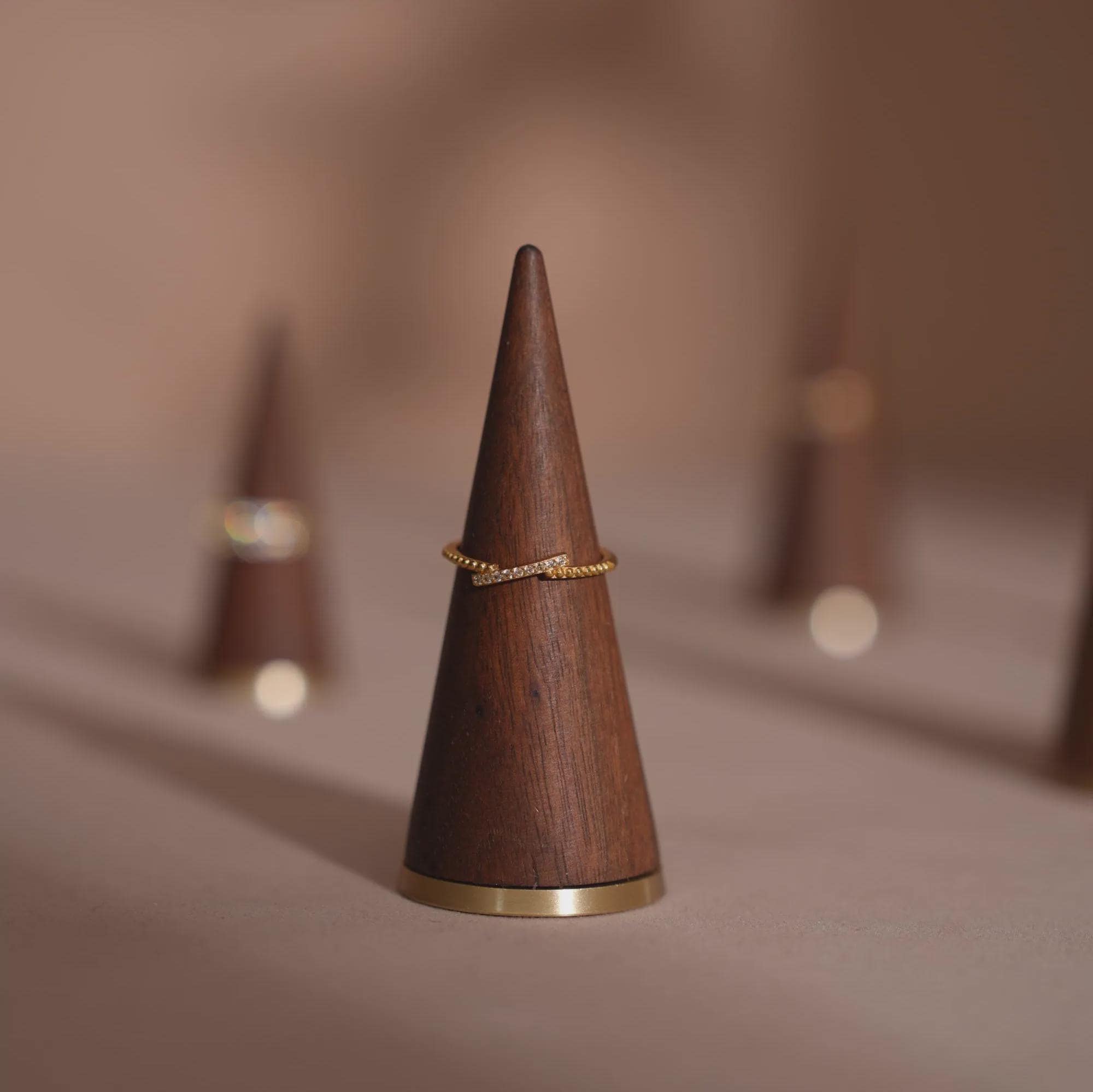 Walnut and Brass Ring Cone