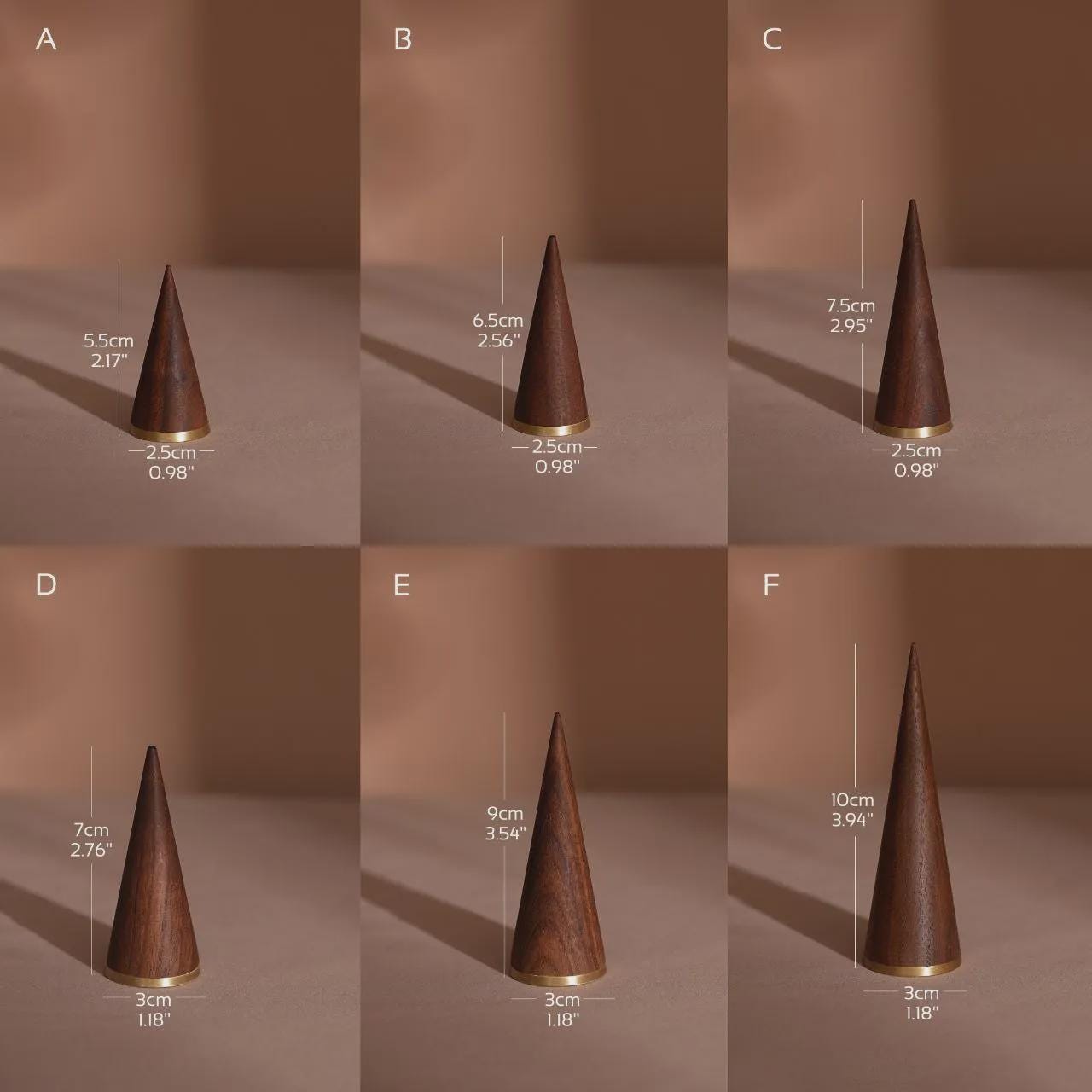 Walnut and Brass Ring Cone