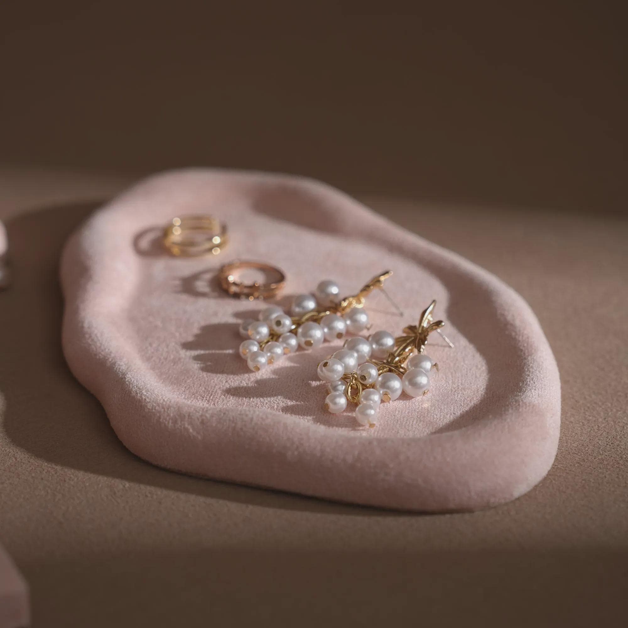 Pink Suede Jewelry Dish