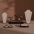 Handcrafted Walnut Veneer Jewelry Display Set | 7 Pieces | 14 Colors