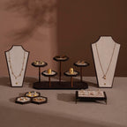 Handcrafted Walnut Veneer Jewelry Display Set | 7 Pieces | 14 Colors